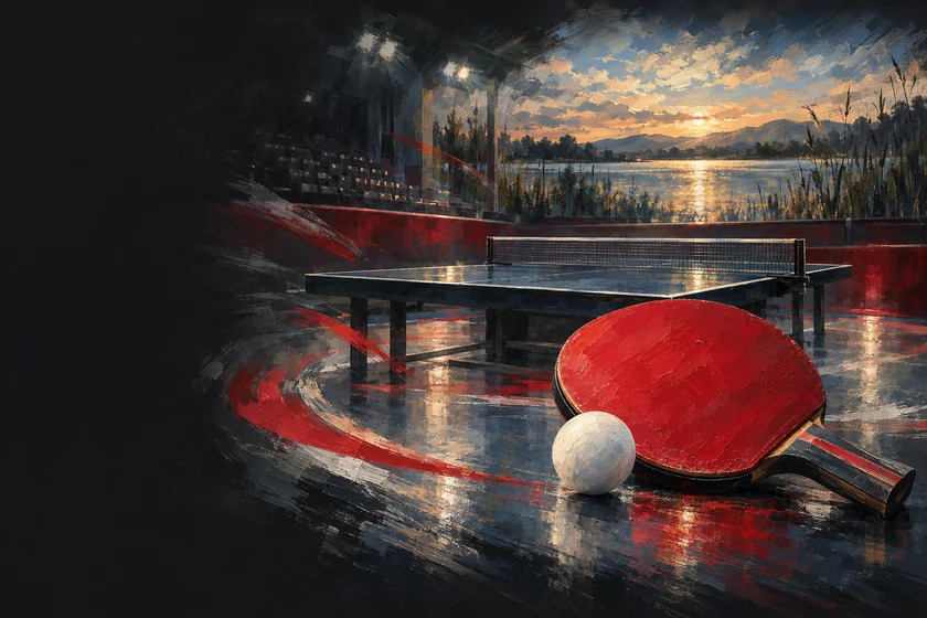 Painterly table-tennis illustration inspired by Senec