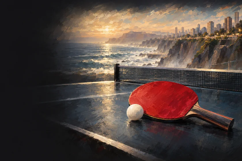Painterly table-tennis illustration inspired by Lima